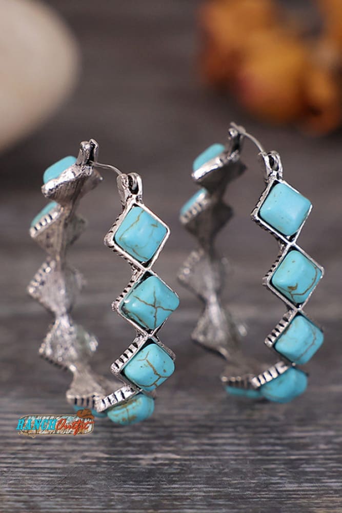 Bohemian Turquoise Hoop Earrings