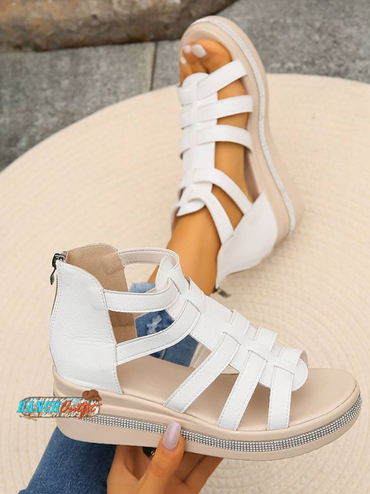 Women's Rhinestone Decor Wedge Sandals