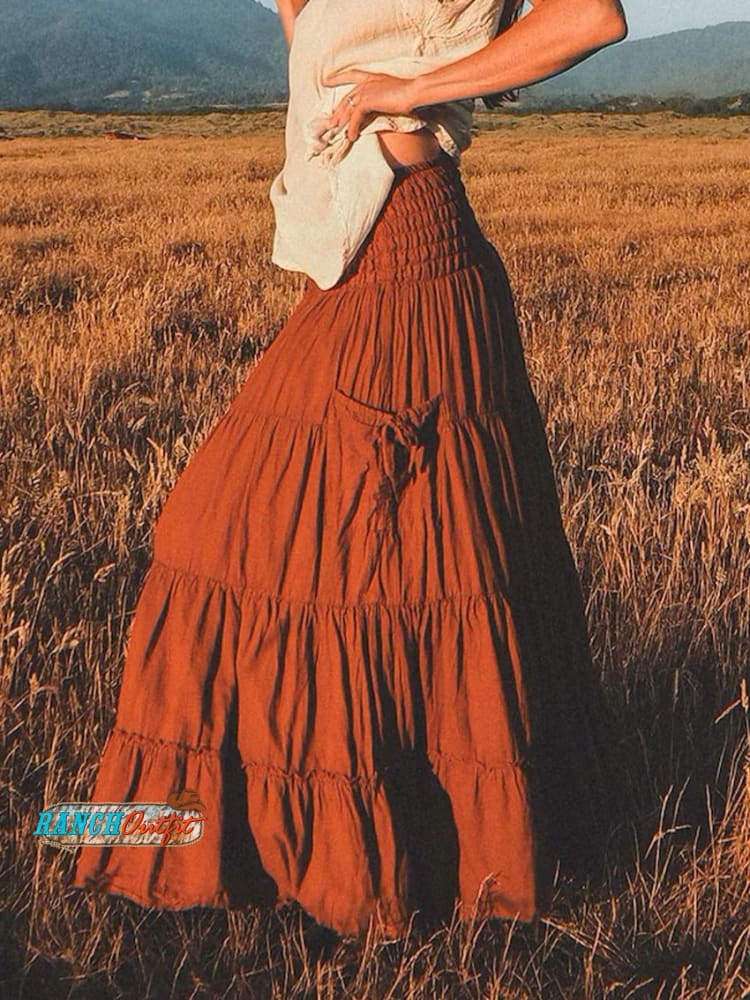 Women's Solid Color Cotton Pocket Skirt
