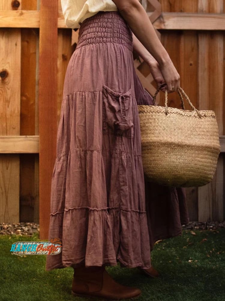 Women's Solid Color Cotton Pocket Skirt