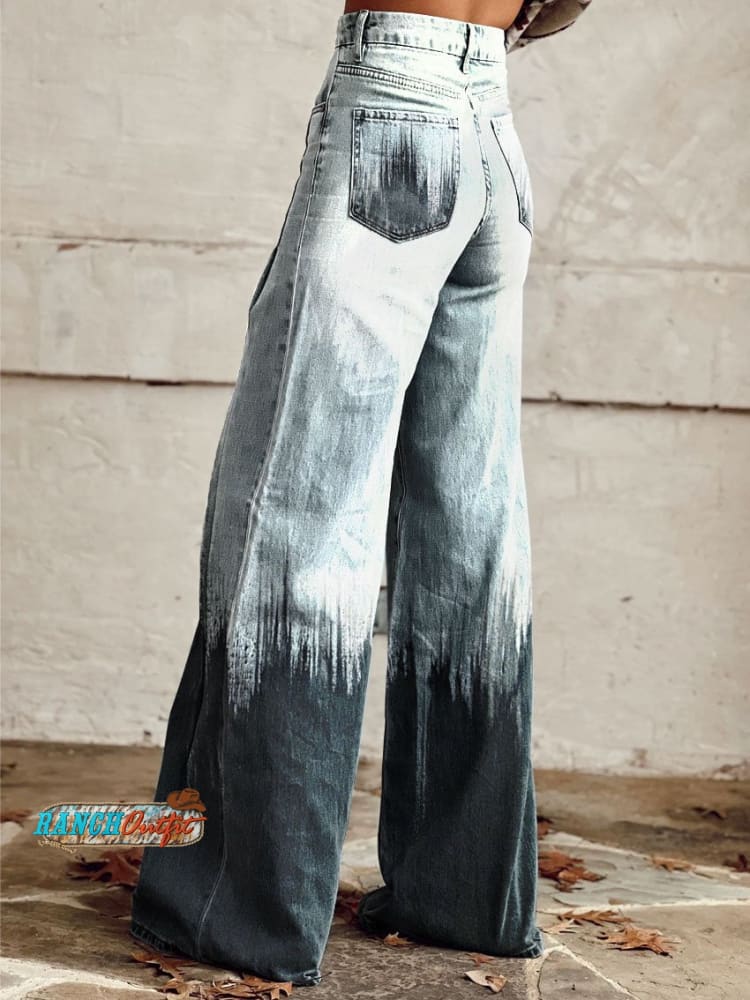 Women's Vintage Print Casual Wide Leg Pants