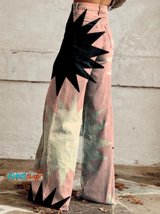 Women's Pink Explosion Casual Wide Leg Pants