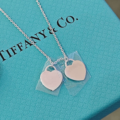 Classic Blue Double Heart Necklace