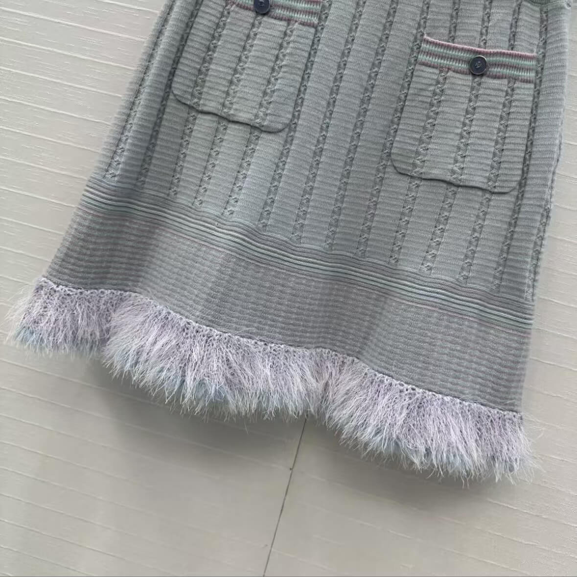 Elegant Bell-Sleeve Skirt with Fur Trim