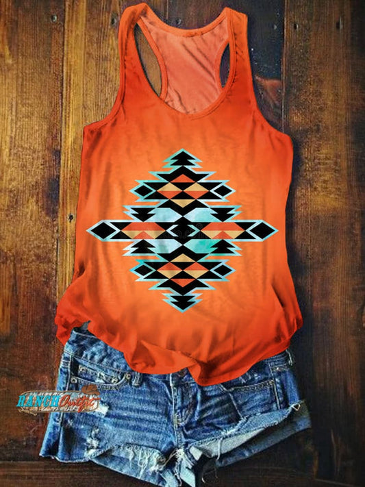 Women's Vintage Aztec Art Print Tank Top