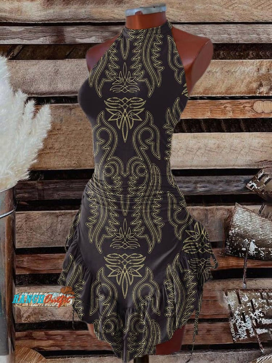 Women's West Print Halter Neck Dress