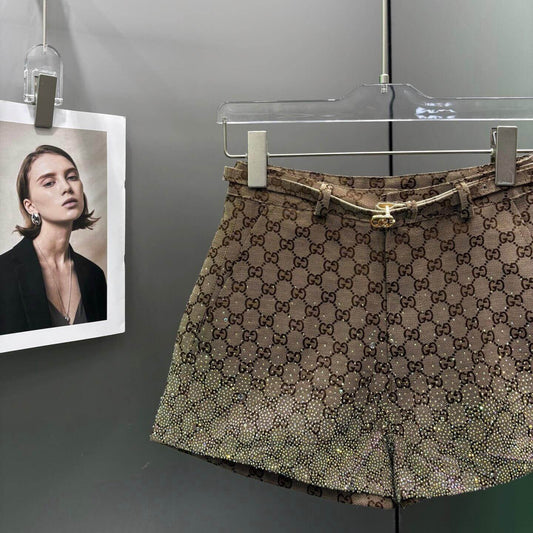 Trendy Gradient Diamond-Encrusted Shorts