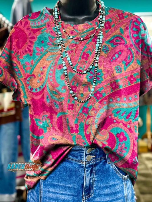 Paisley Art Print Casual T-shirt