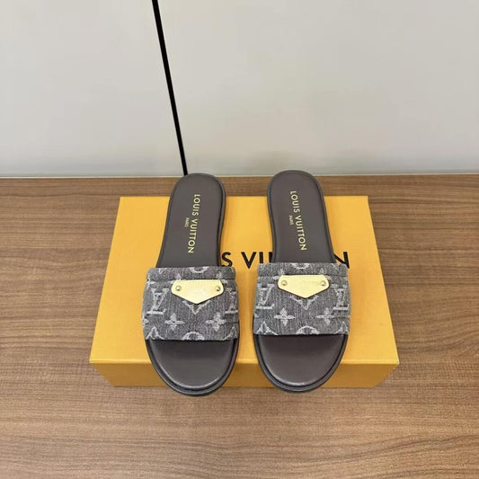 Classic Versatile Black Denim Sandals