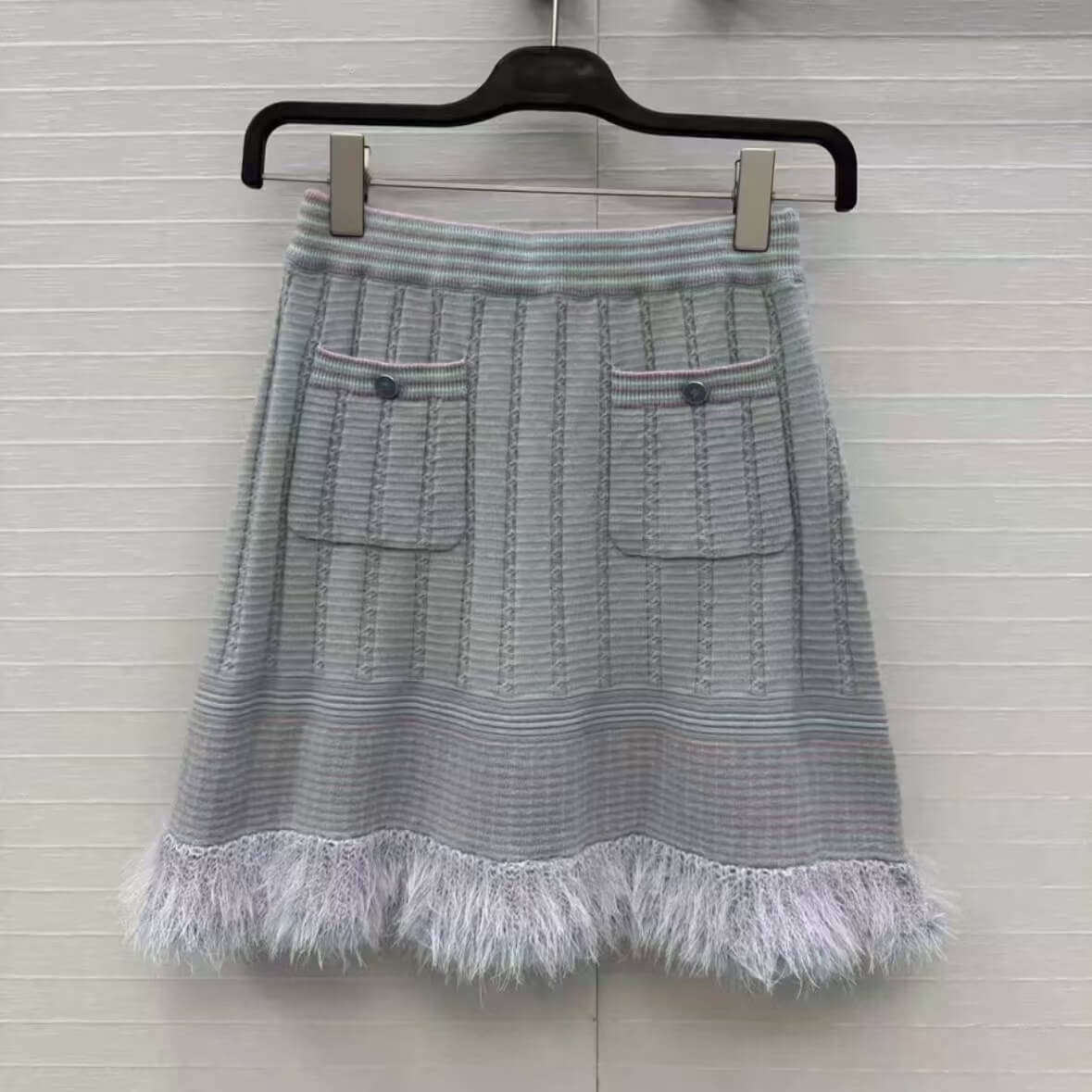 Elegant Bell-Sleeve Skirt with Fur Trim