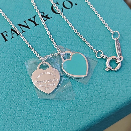 Classic Blue Double Heart Necklace