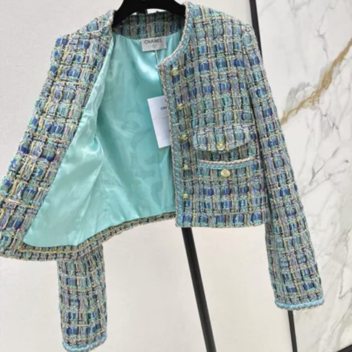 Vintage Chic Peacock Green Woven Coat