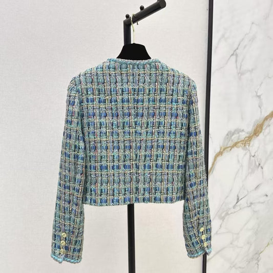 Vintage Chic Peacock Green Woven Coat
