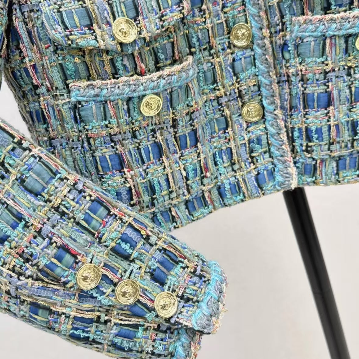 Vintage Chic Peacock Green Woven Coat