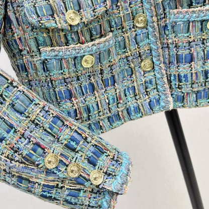 Vintage Chic Peacock Green Woven Coat