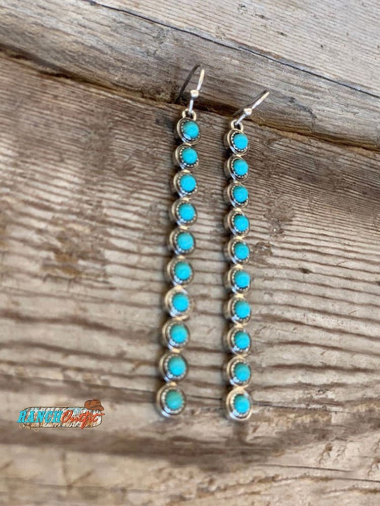 Vintage Alloy Kallaite Round Bead Long Dangle Earring