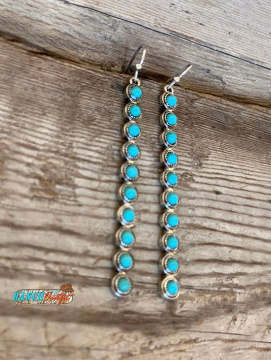 Vintage Alloy Kallaite Round Bead Long Dangle Earring