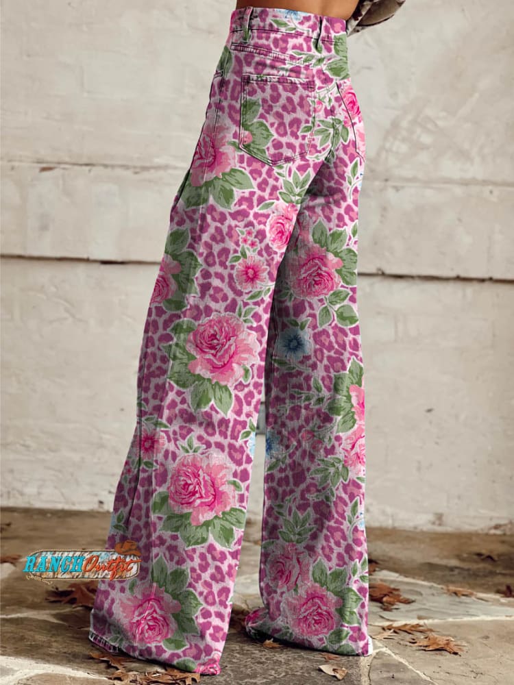Women's Leopard Print Casual Wide Leg Pants