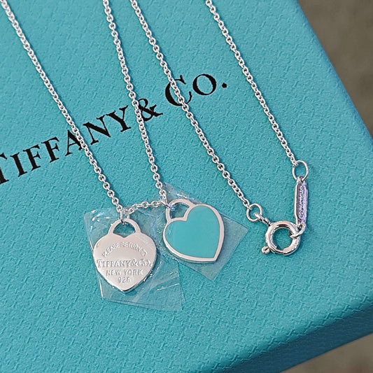 Classic Blue Double Heart Necklace