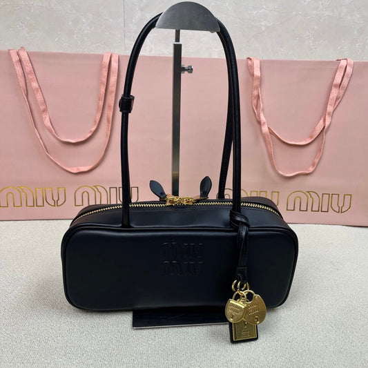Casual & Edgy Leather Letter Bowling Bag