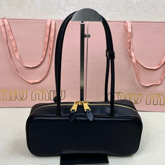 Casual & Edgy Leather Letter Bowling Bag
