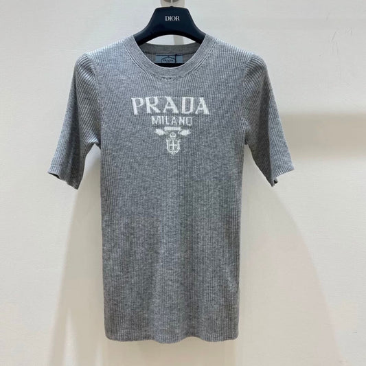 Classic Letter-Jacquard Fitted Knit Tee