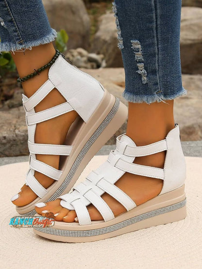 Women's Rhinestone Decor Wedge Sandals