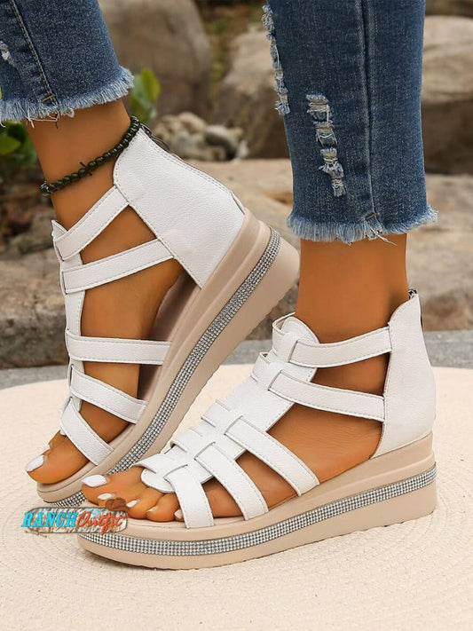 Women's Rhinestone Decor Wedge Sandals
