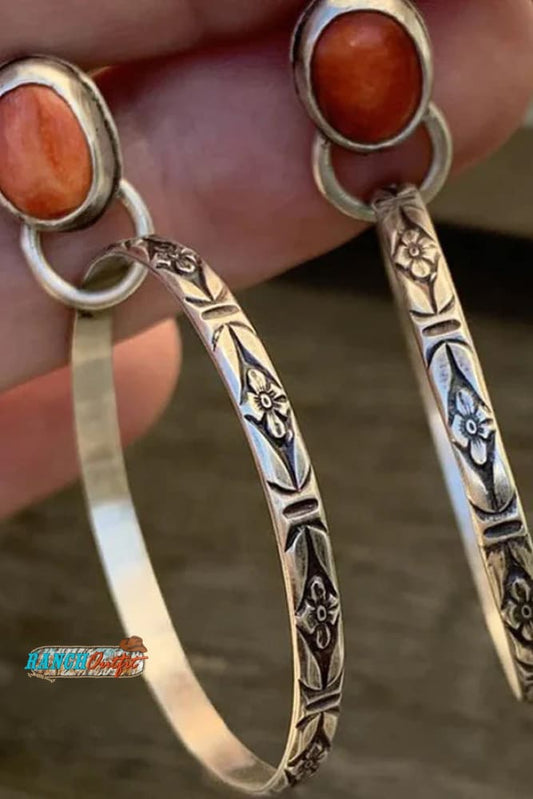 Boho Vintage Onyx Hoop Earrings
