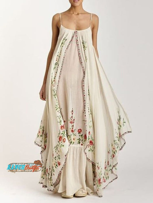 Casual Floral Print Sleeveless Loose Maxi Dress