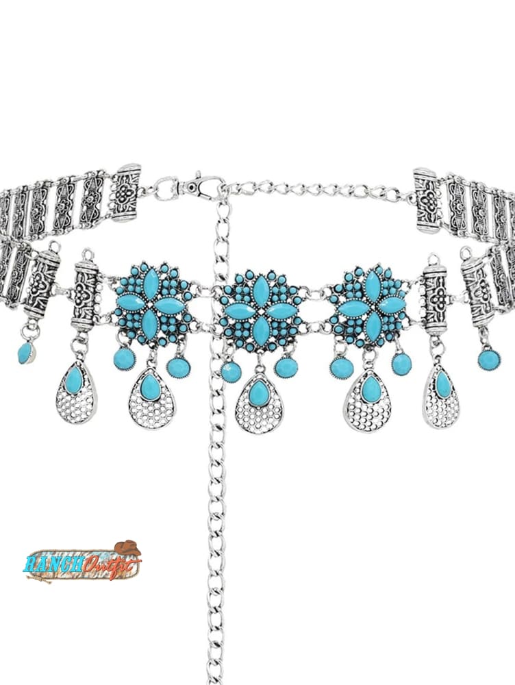 Vintage Turquoise Water Drop Tassel Belt