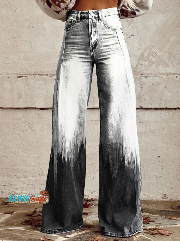 Women's Vintage Print Casual Wide Leg Pants