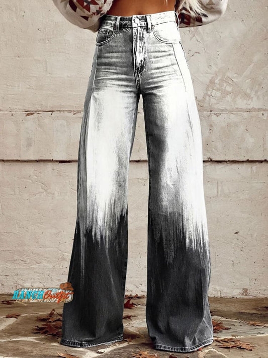 Women's Vintage Print Casual Wide Leg Pants