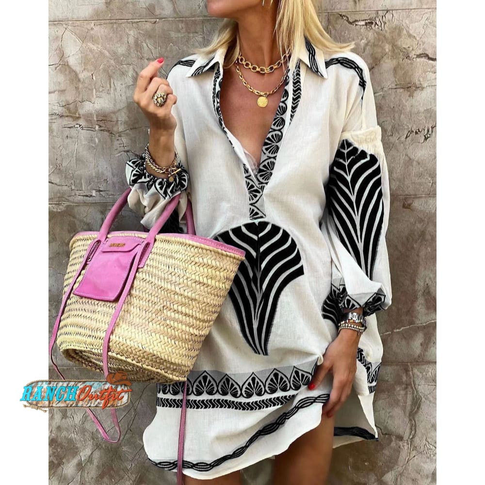 Women's Vintage Bohemian Ethnic Print Dress