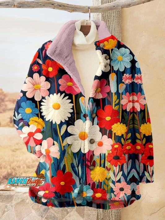 Women's Colorful Flower Geometric Pattern Print Casual Wide Leg Pants