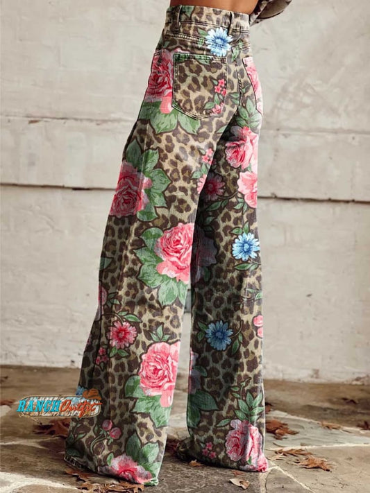 Women's Leopard Print Casual Wide Leg Pants