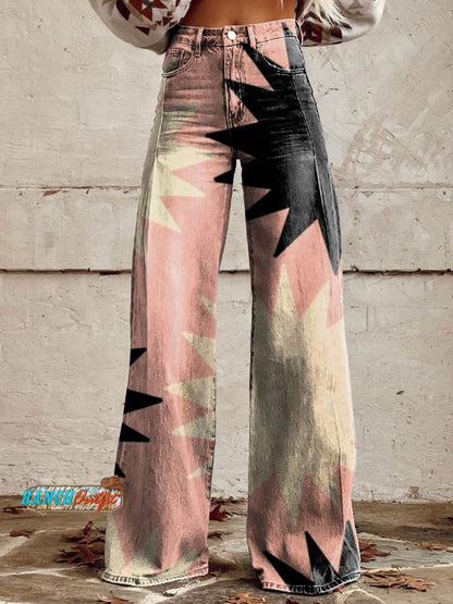 Women's Pink Explosion Casual Wide Leg Pants