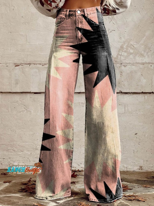 Women's Pink Explosion Casual Wide Leg Pants