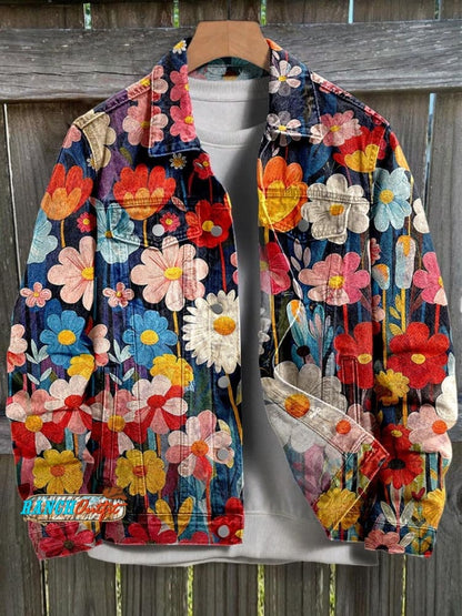 Women's Colorful Flower Geometric Pattern Print Casual Wide Leg Pants