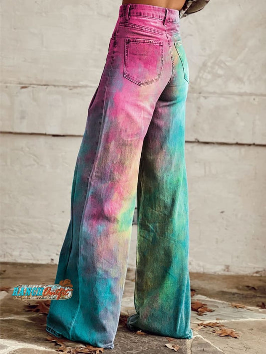 Women's Vintage Print Casual Wide Leg Pants