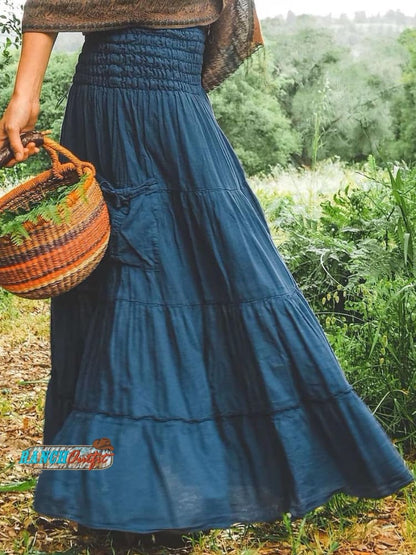 Women's Solid Color Cotton Pocket Skirt