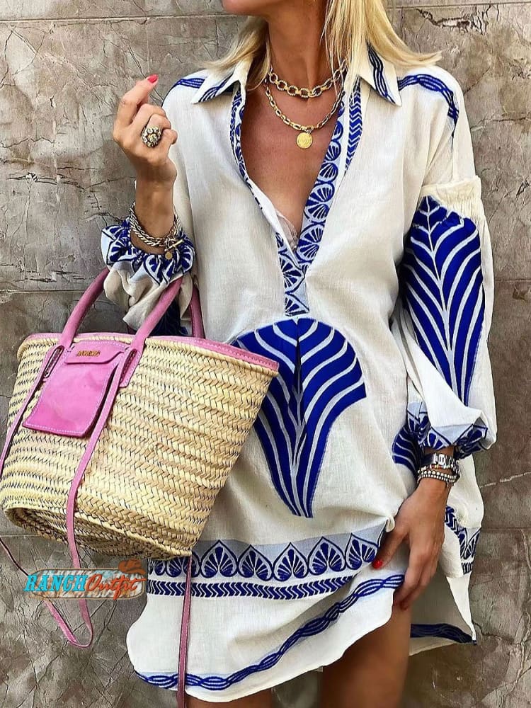 Women's Vintage Bohemian Ethnic Print Dress