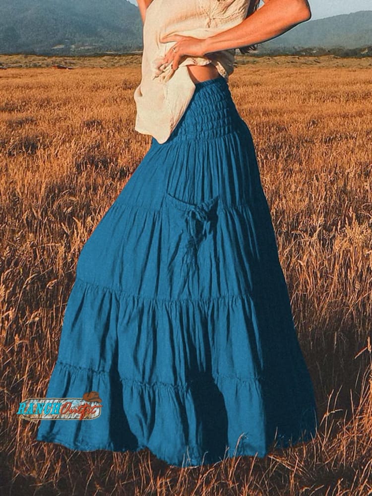 Women's Solid Color Cotton Pocket Skirt