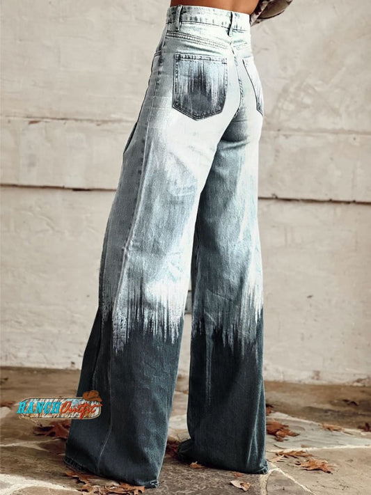 Women's Vintage Print Casual Wide Leg Pants