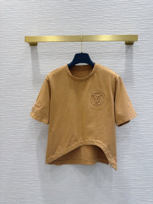 Asymmetrical Hem Short-Sleeve Top